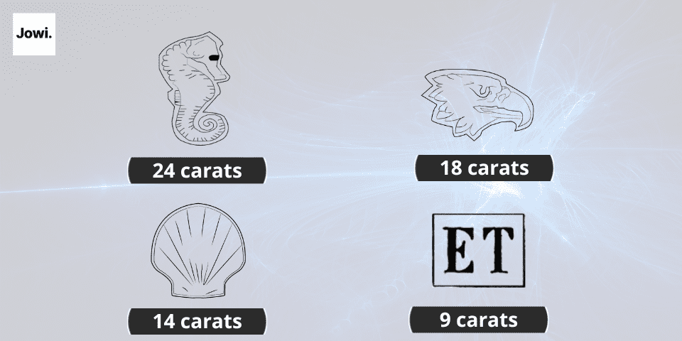 poinçons sur l'or en fonction des carats