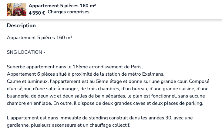 exemple annonce location