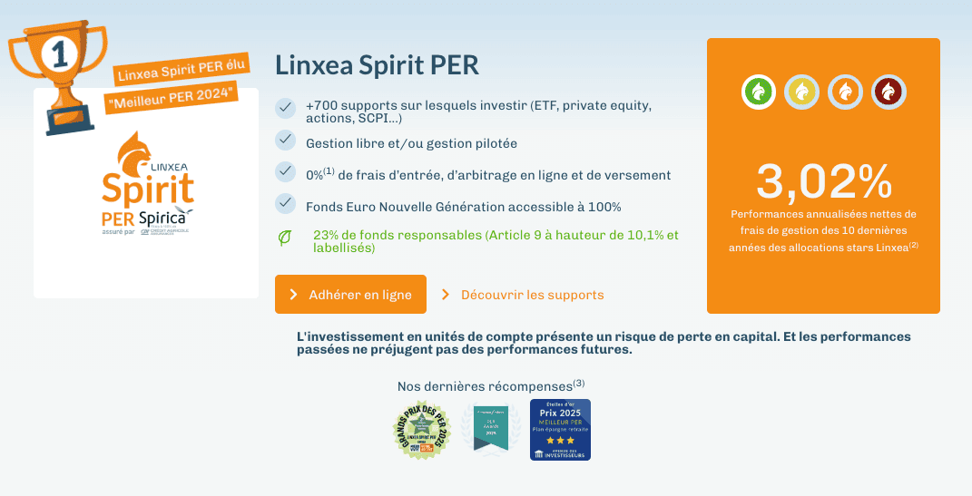 Les avantages du PER Linxea Spirit
